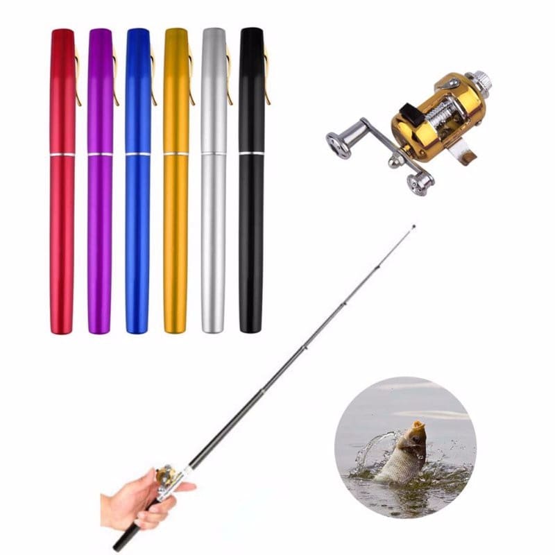 Mini canne à pêche de poche pliable télescopique, stylo portable canne à  pêche bobine Combo Set